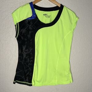 Jamie Sadock Neon Green Black Sleeveless Golf Top 80s Punk Athletic Athleisure